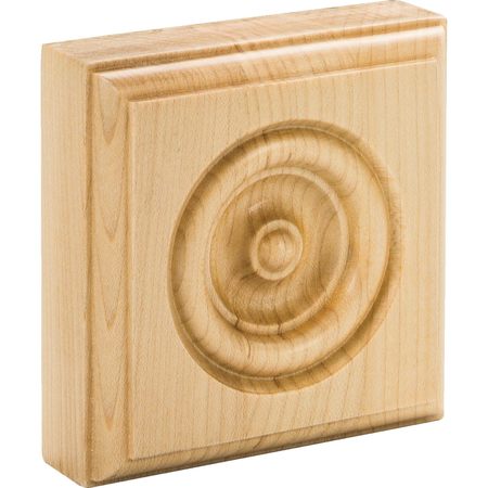 HARDWARE RESOURCES 3-1/2" Wx1-1/8"Dx3-1/2"H Hard Maple Bead Edge Traditional Rosette ROS3MP